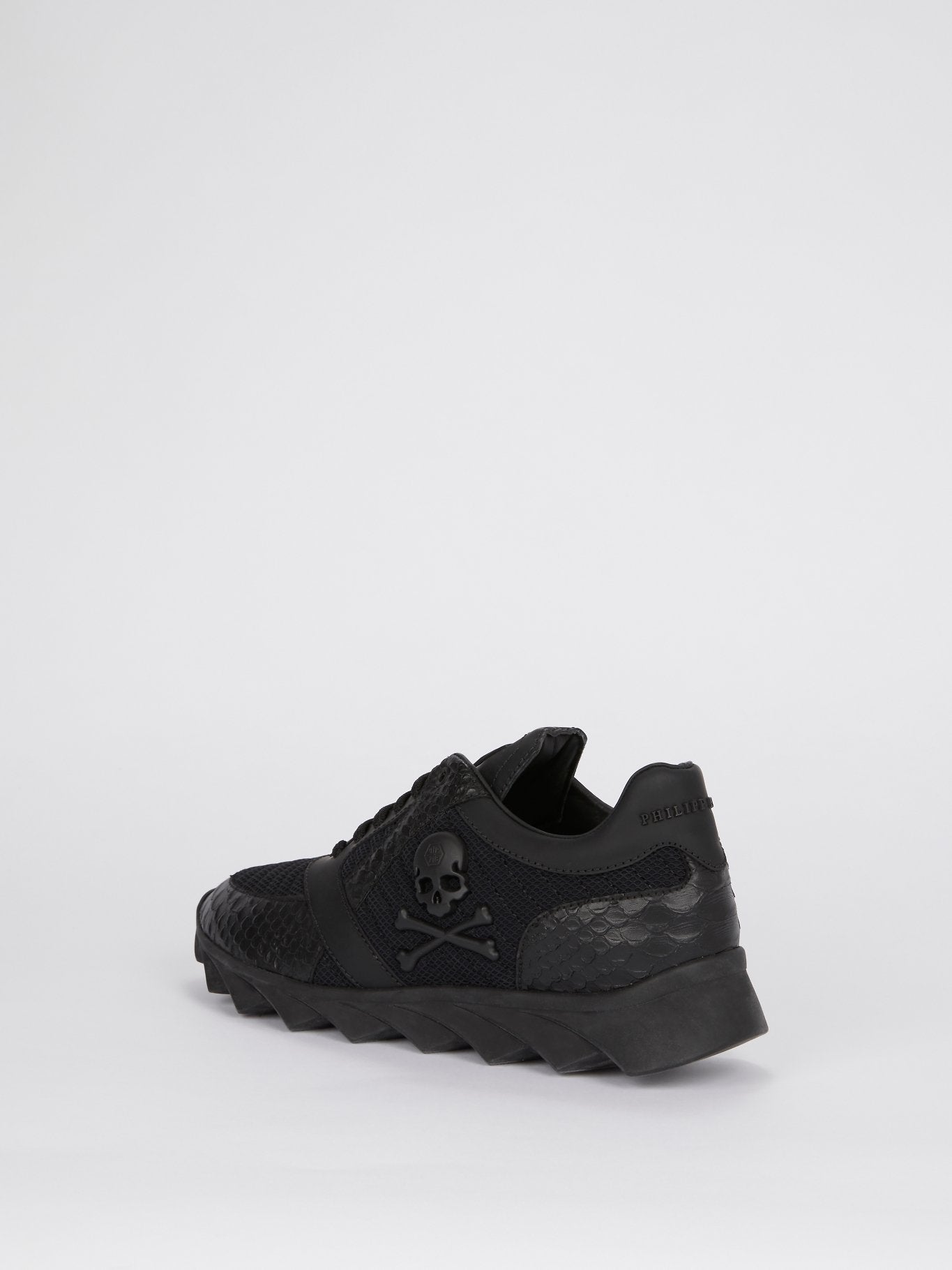 Black Crocodile Panel Mesh Sneakers