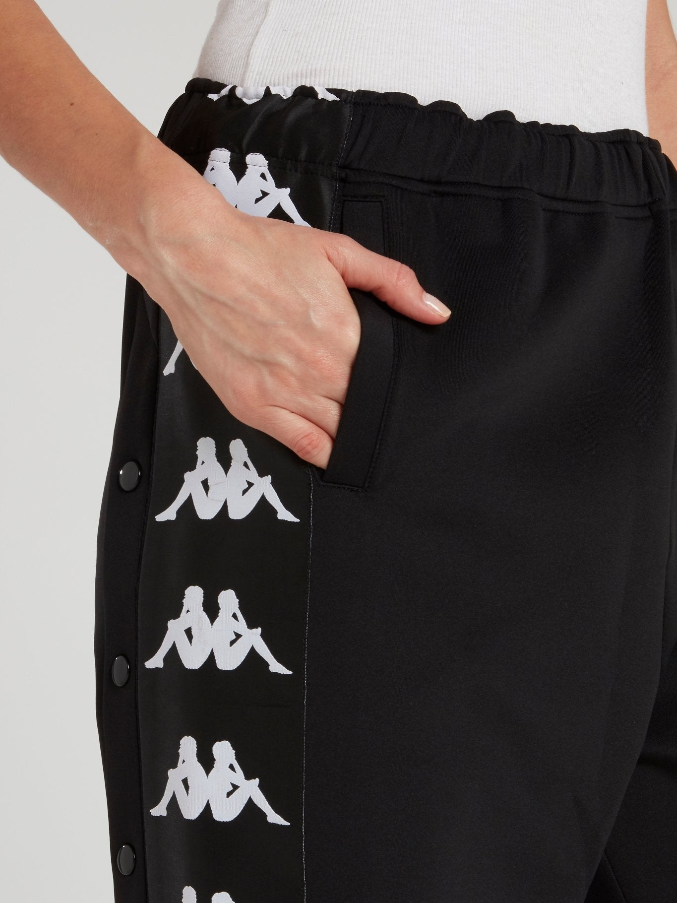 Black Kappa Interlock Jogging Pants