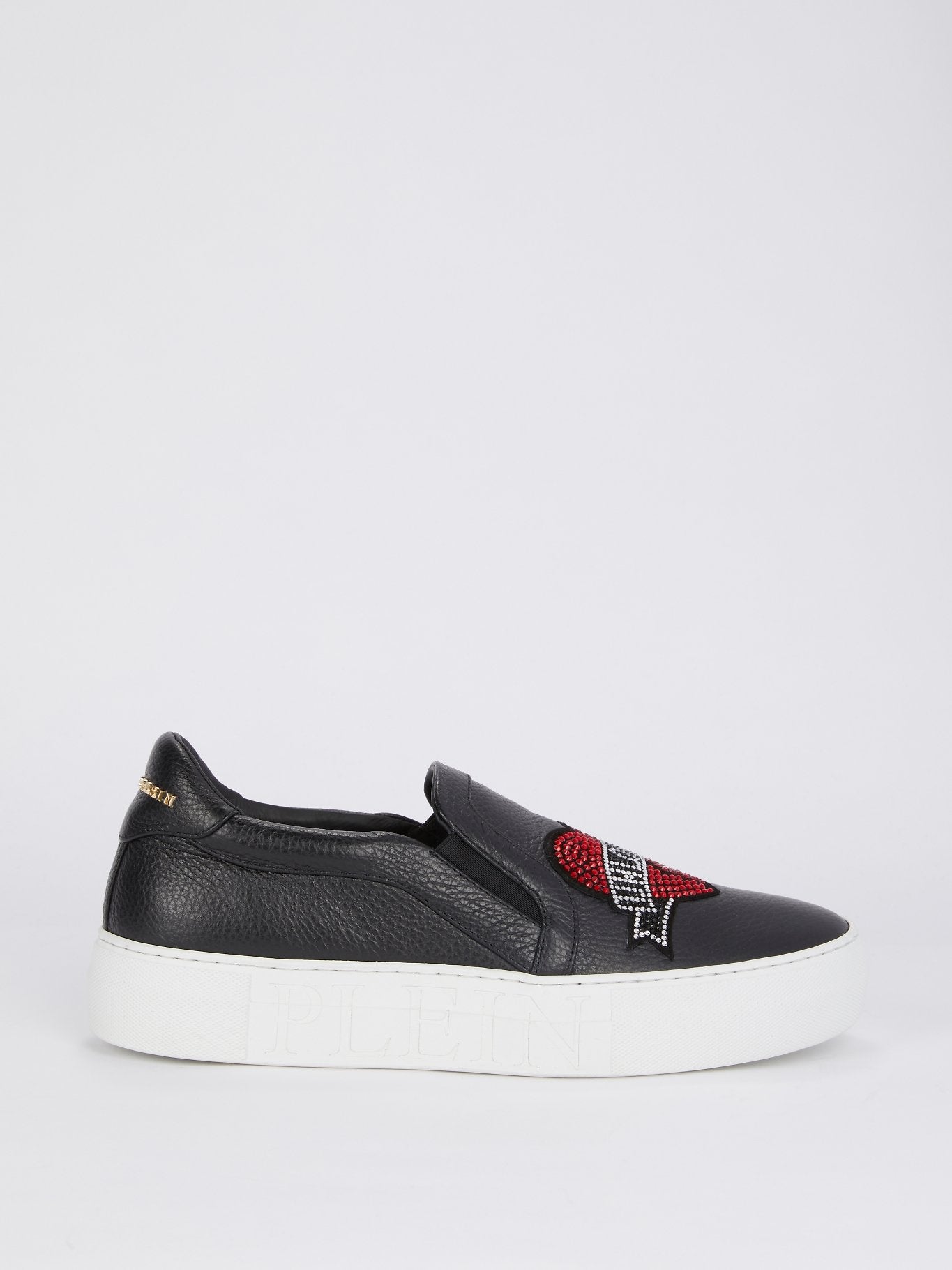 Black Studded Slip On Sneakers