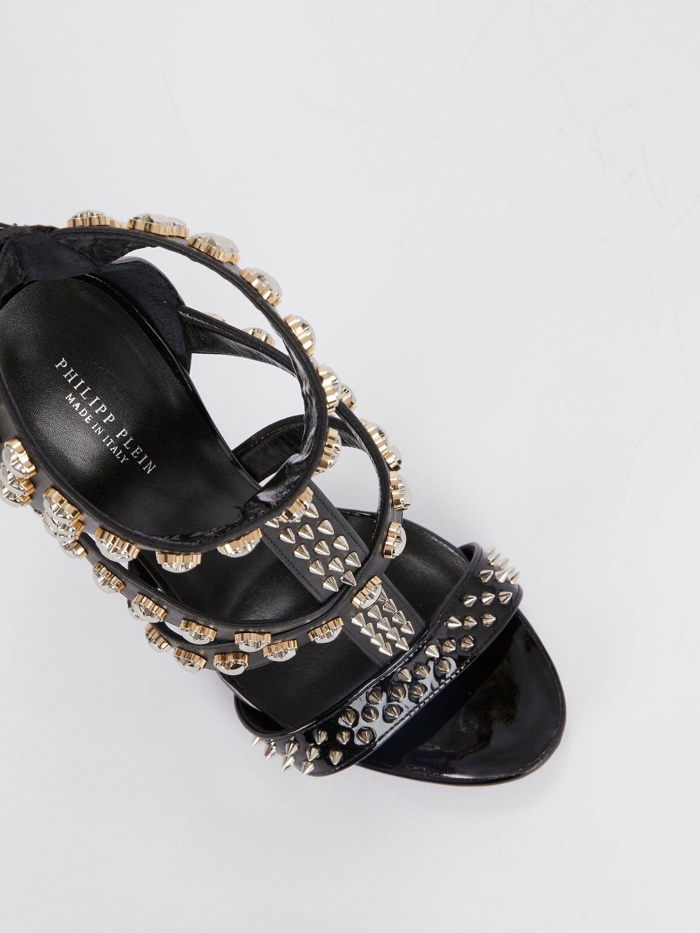 Black Heart Studded Cage Pumps