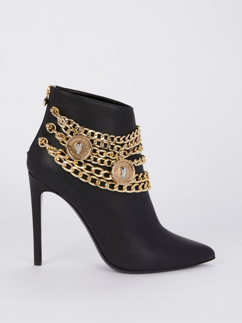 Gold Chain Embellished Ankle Boots