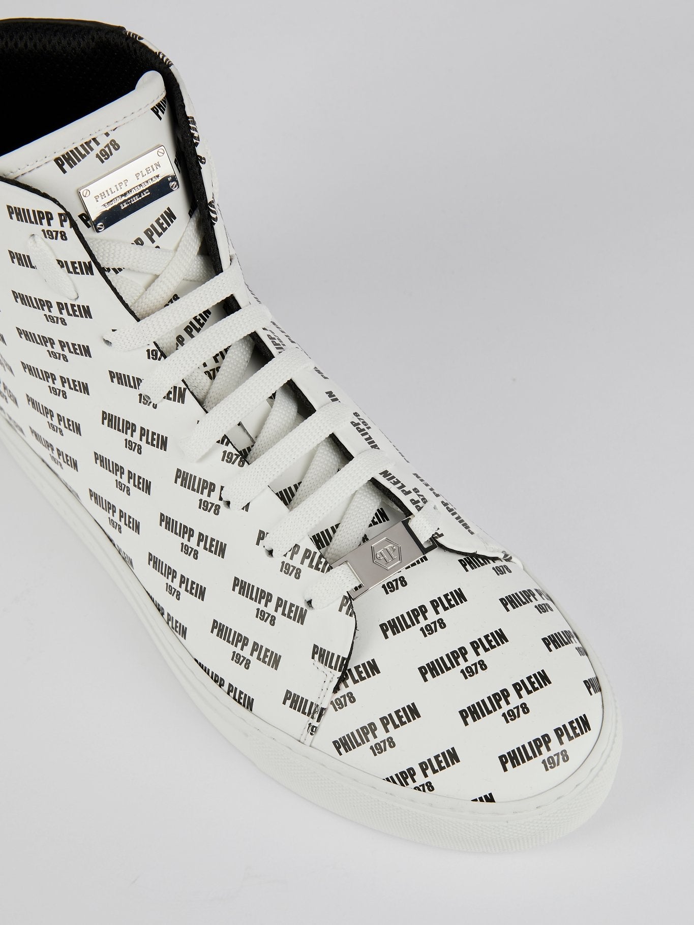 Yaeger White Monogram Print Sneakers
