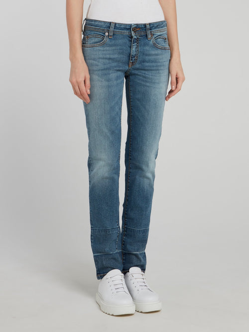 Blue Straight Leg Denim Jeans