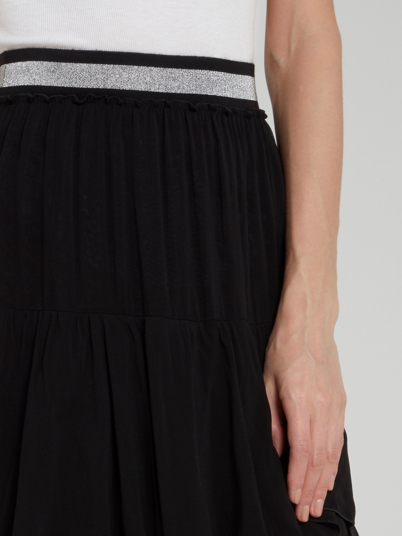 Black Tiered Chiffon Maxi Skirt