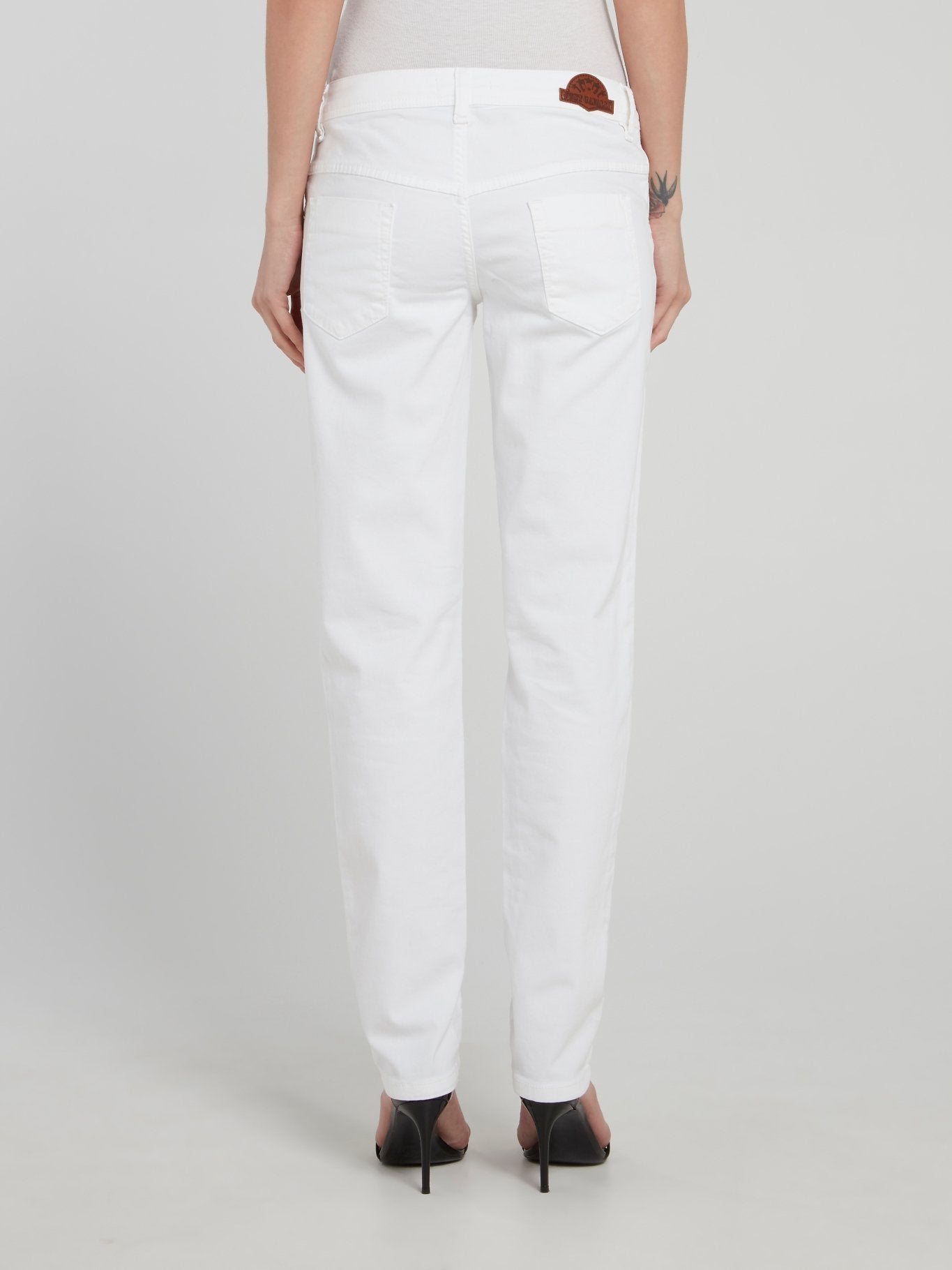 White Distressed Straight Cut Jeans