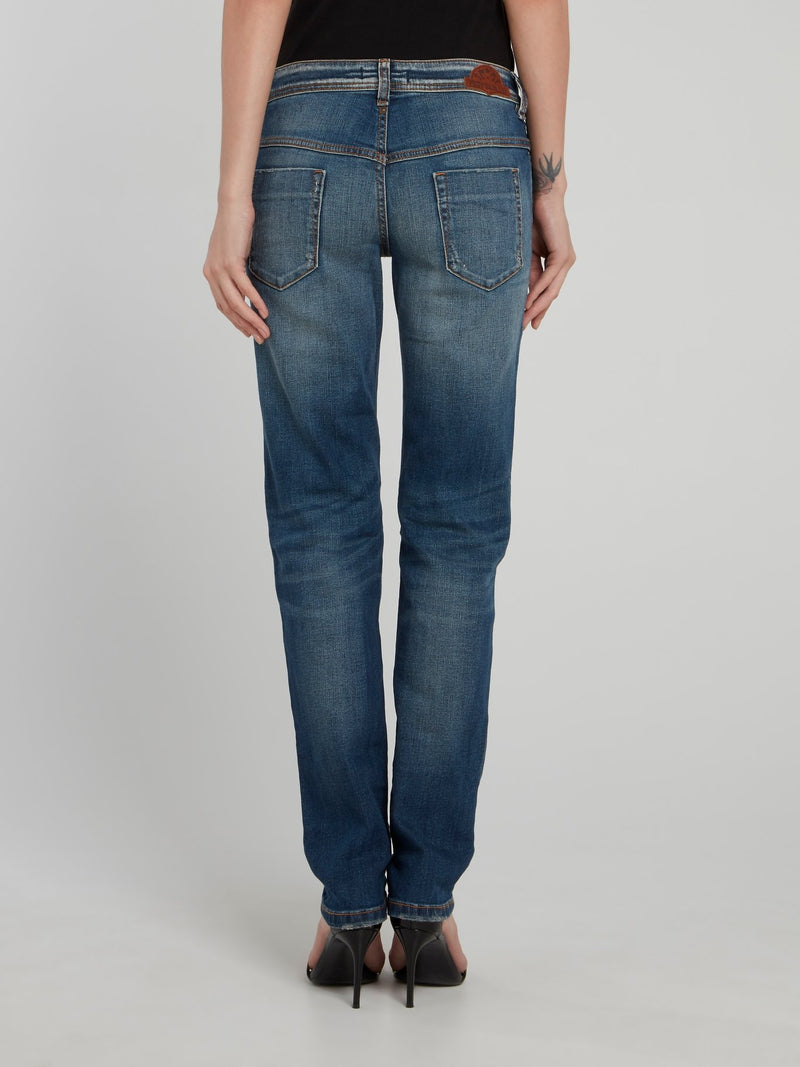 Navy Distressed Denim Jeans