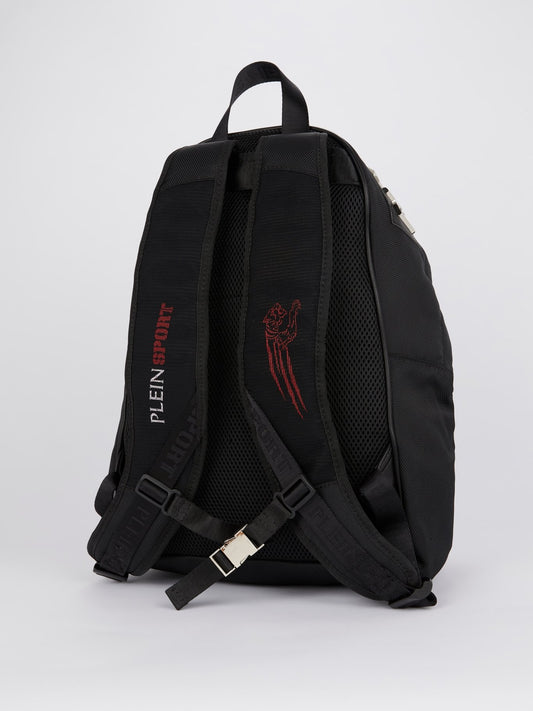 Black Logo Embellished Backpack