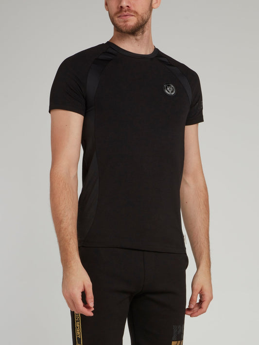 Black Geometric Round Neck T-Shirt
