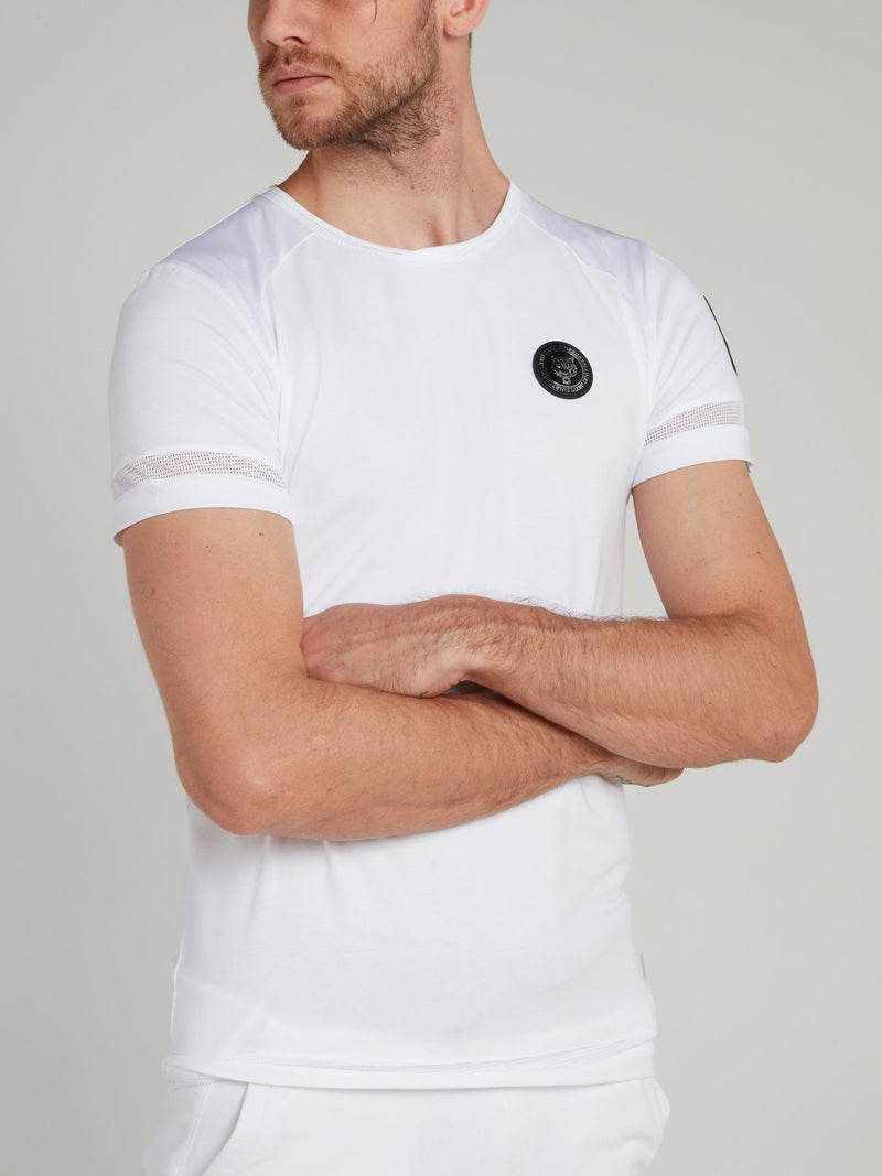 White Rear Print Logo Round Neck T-Shirt