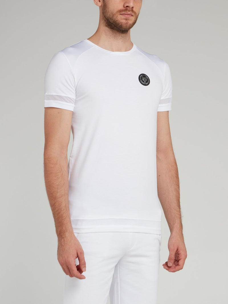 White Rear Print Logo Round Neck T-Shirt