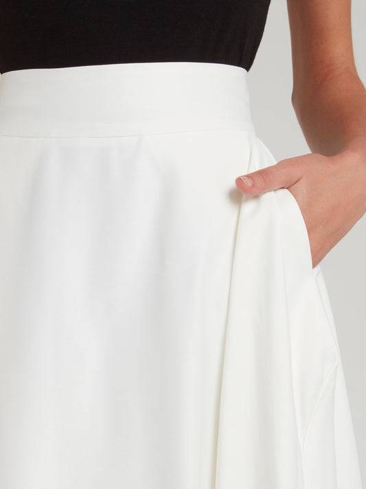 White Flared Evening Skirt