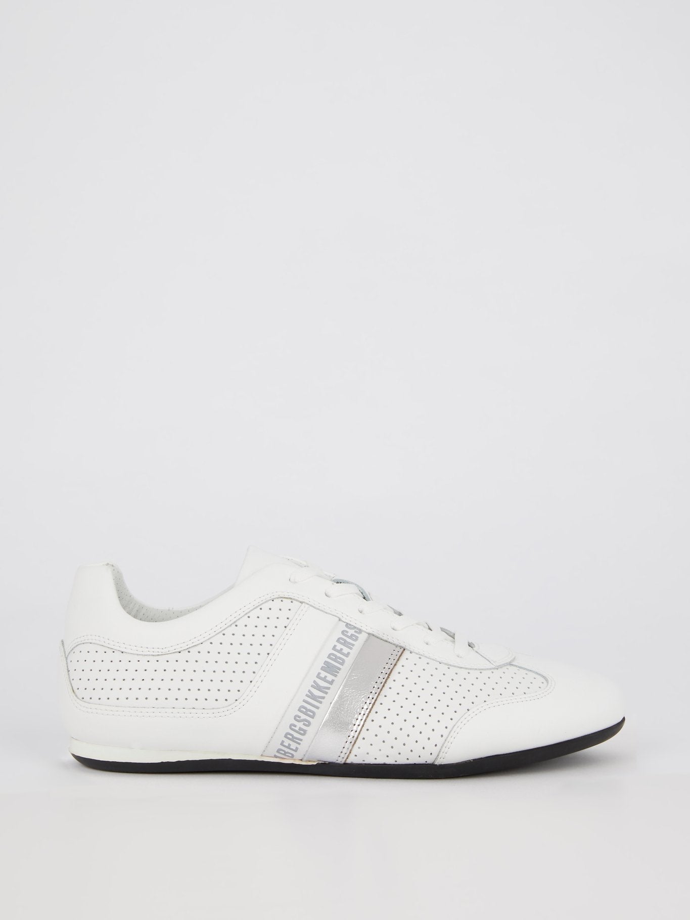 White Perforated Low Top Sneakers
