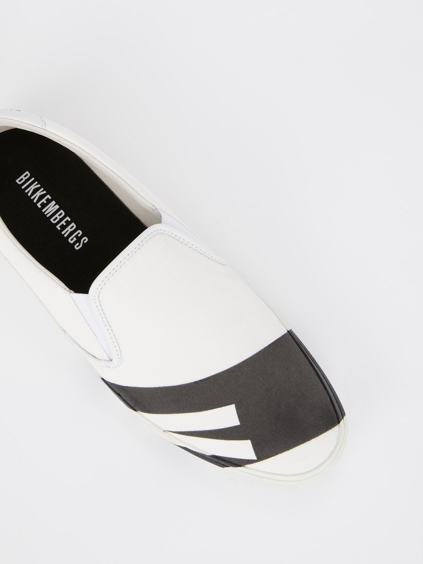 White Contrast Detail Slip On Sneakers