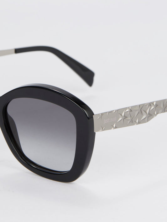 Shiny Black Square Sunglasses