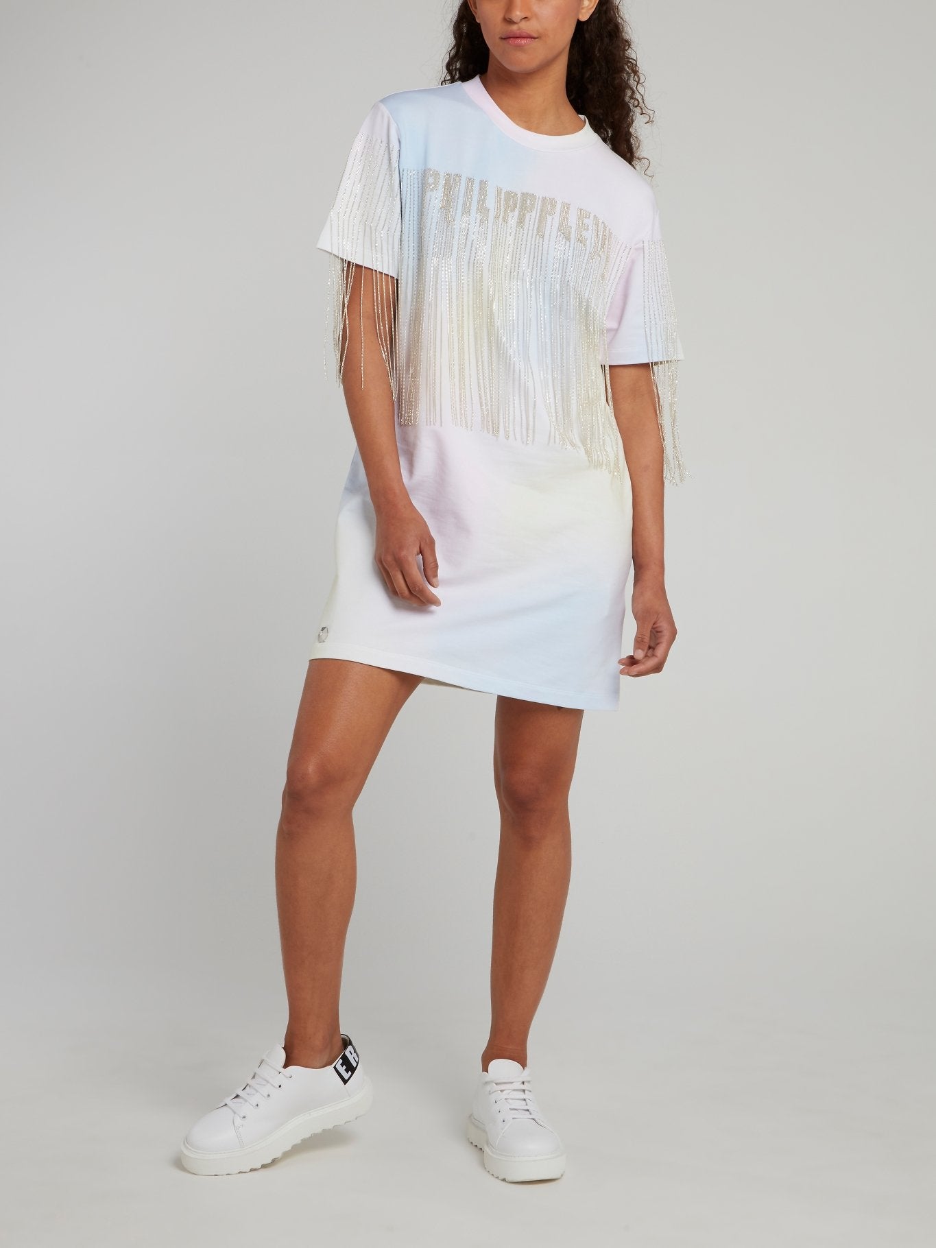 Rainbow Fringed Cotton T-Shirt Dress Maison-B-More Global Store Rainbow Fringed Cotton T-Shirt Dress Maison-B-More Global Store