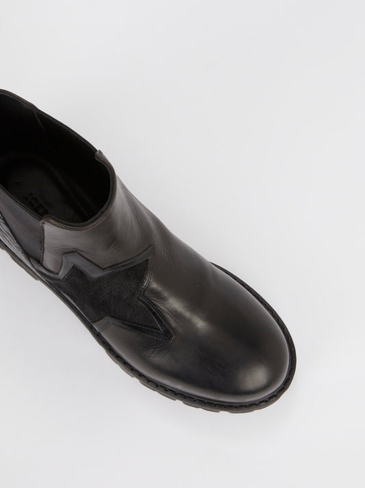 Черные ботинки со вставками крокодиловой кожи