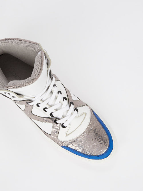 Silver Foil Panel High Top Sneakers