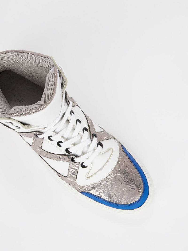 Silver Foil Panel High Top Sneakers