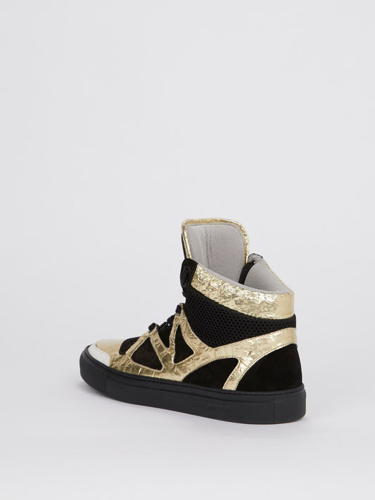 Gold Foil Panel High Top Sneakers