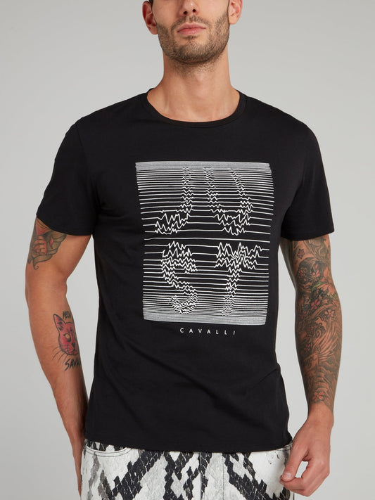 Black Frequency Logo Cotton T-Shirt