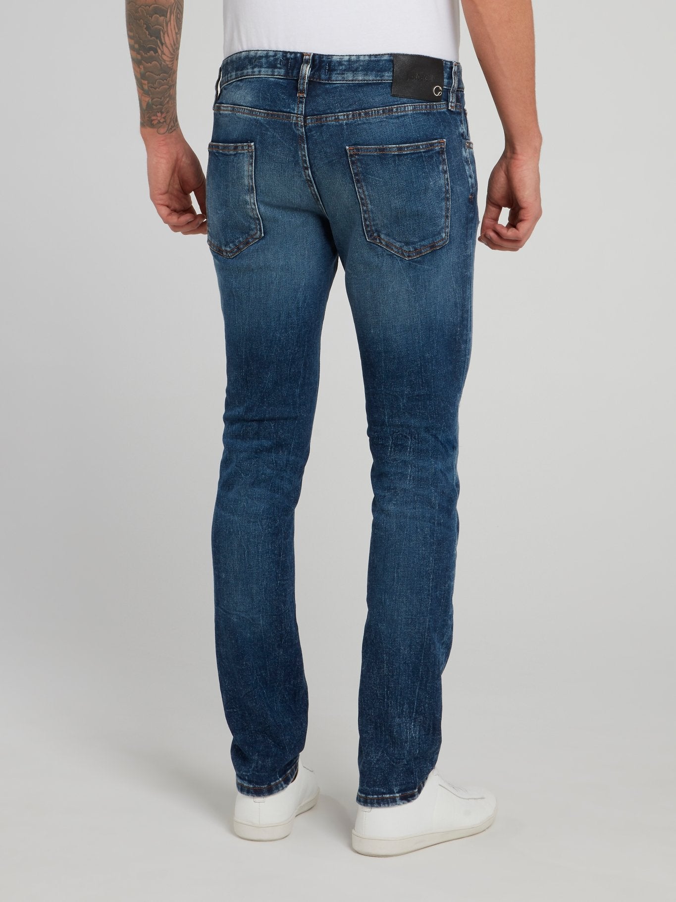 Blue Distressed Slim Fit Denim Jeans