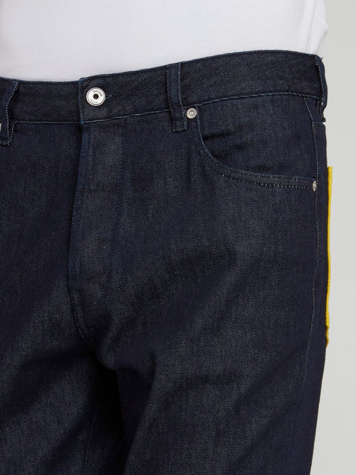 Contrast Pocket Dark Wash Jeans