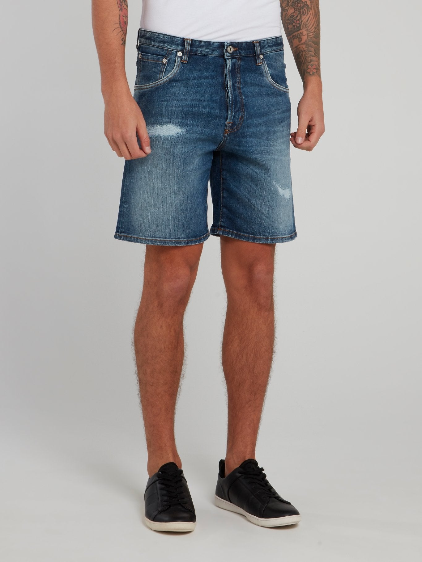Blue Distressed Denim Shorts