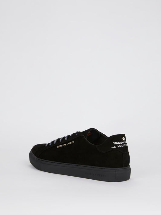 All Black Logo Lace Up Sneakers
