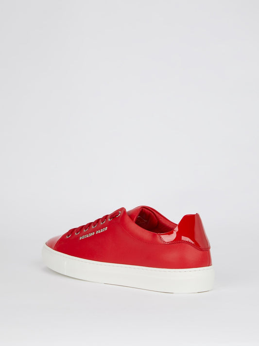 Red Patent Leather Heel and Toe Patch Sneakers
