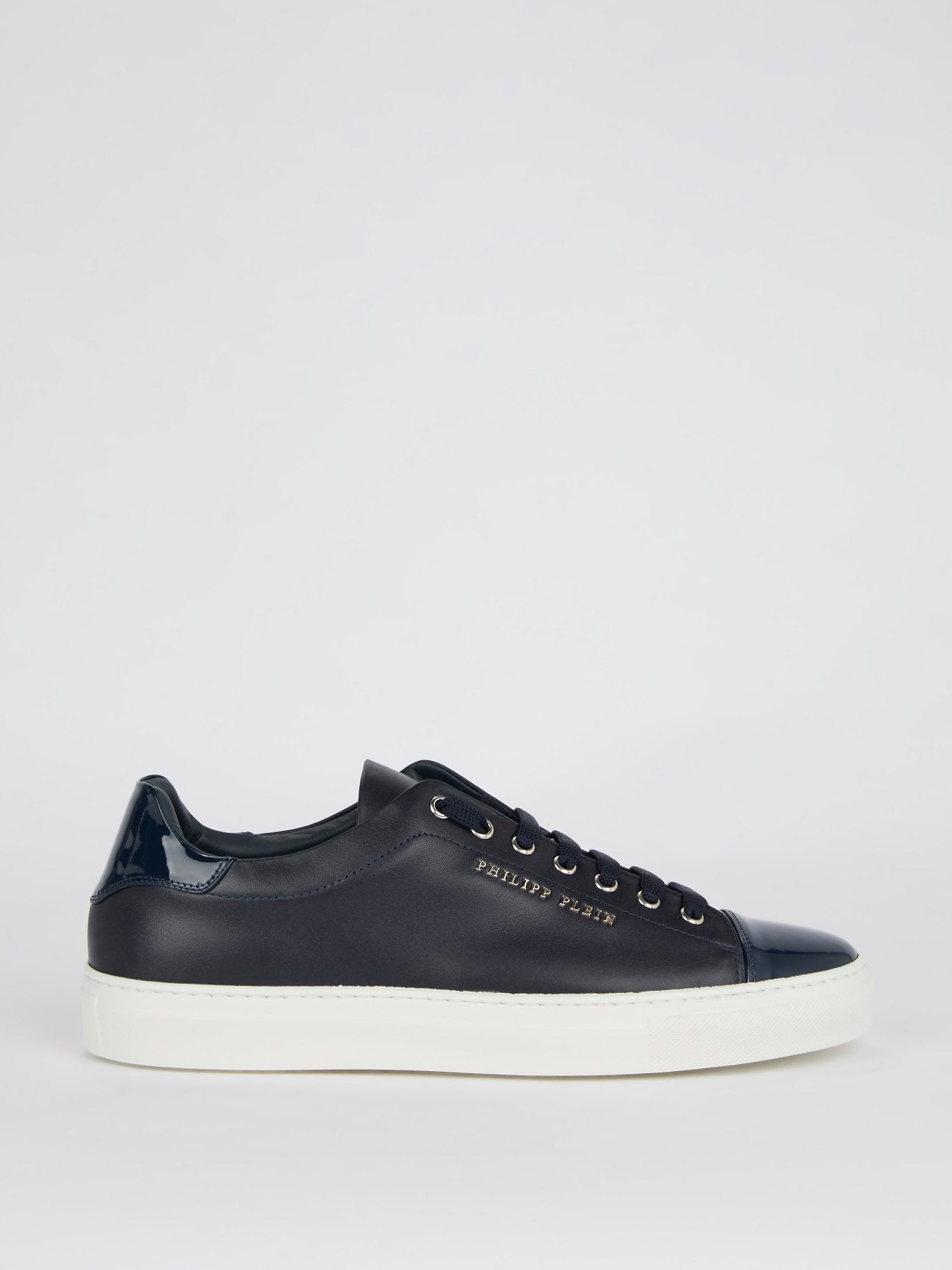 Navy Patent Leather Heel and Toe Patch Sneakers