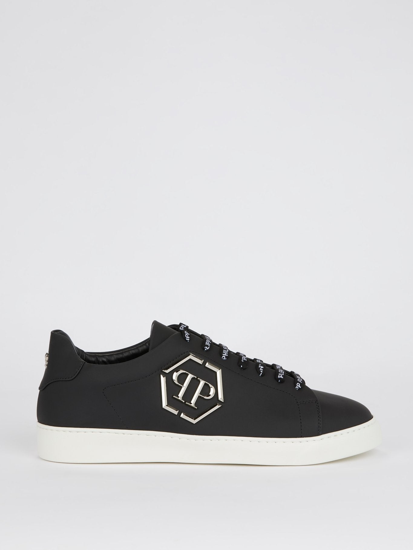 Logo Embellished Rubber Sole Leather Sneakers