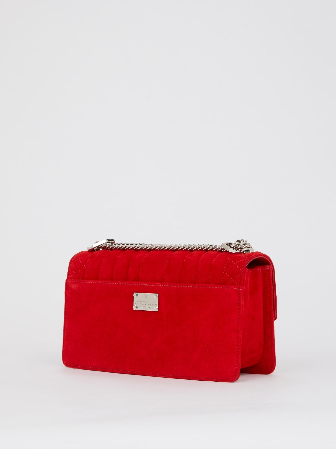 Красная стеганая бархатная сумка на плечо
