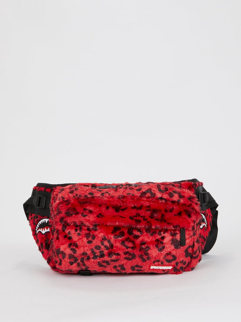 Red Leopard Fur Crossbody Bag