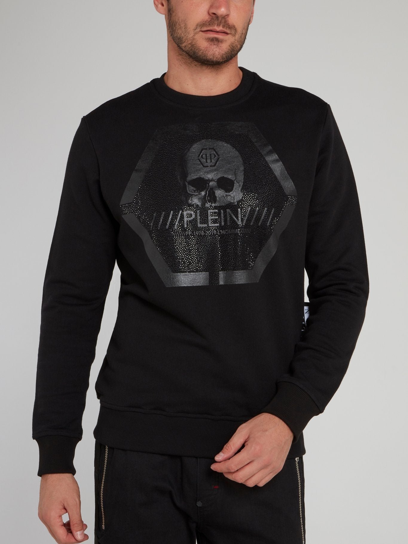 Skull Logo Studded Sweatshirt