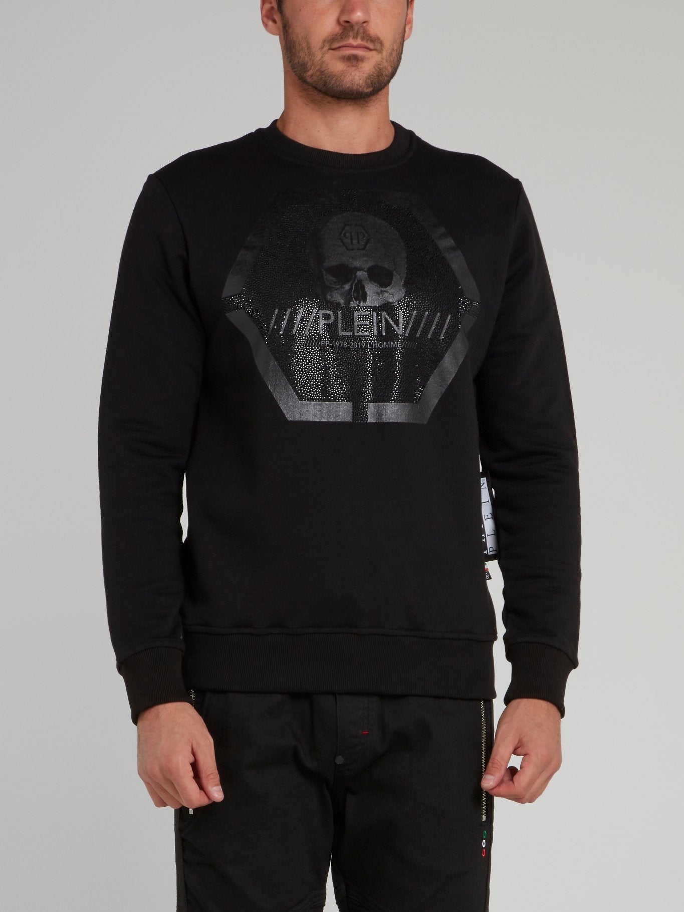 Skull Logo Studded Sweatshirt