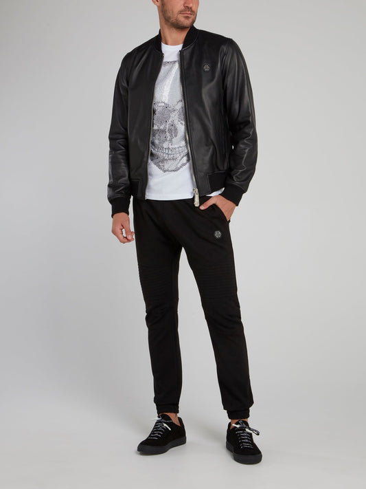 Snake Skull Leather Bomber Jacket