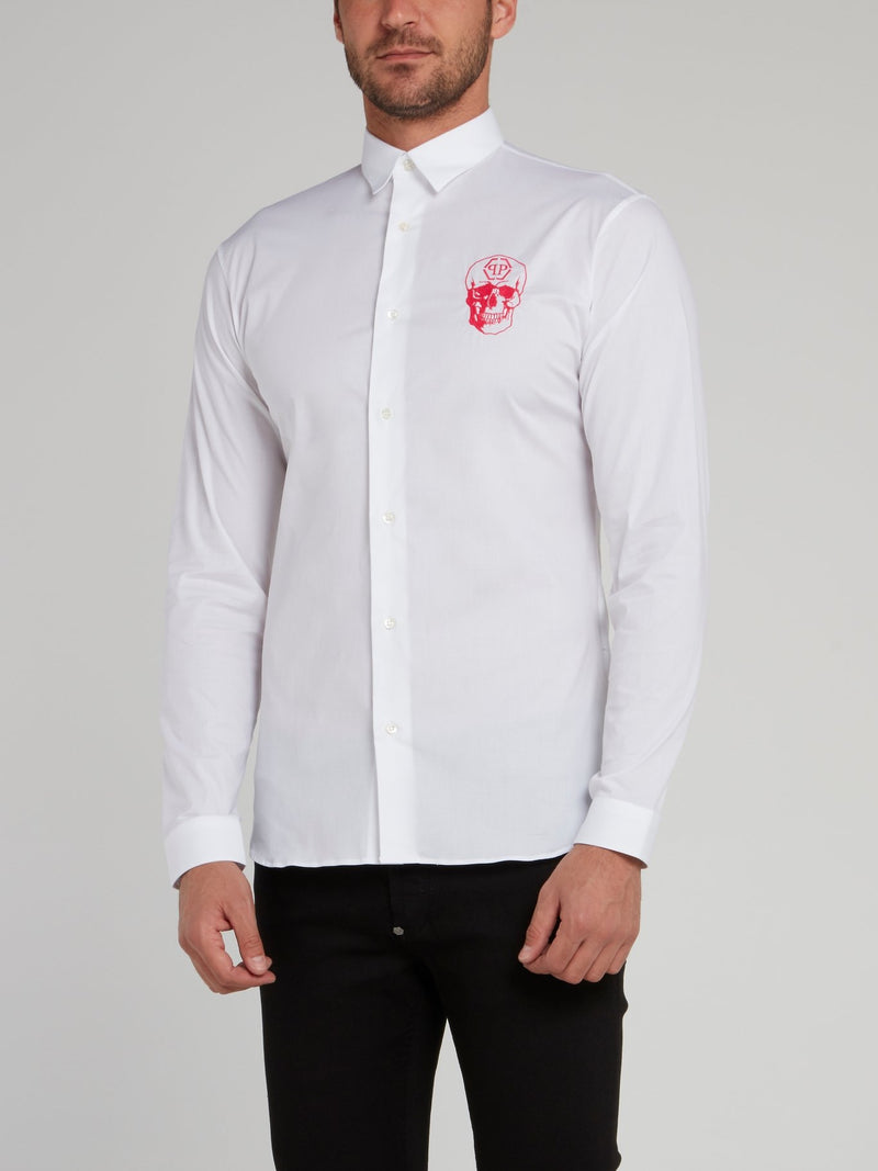 White Neon Skull Print Long Sleeve Shirt