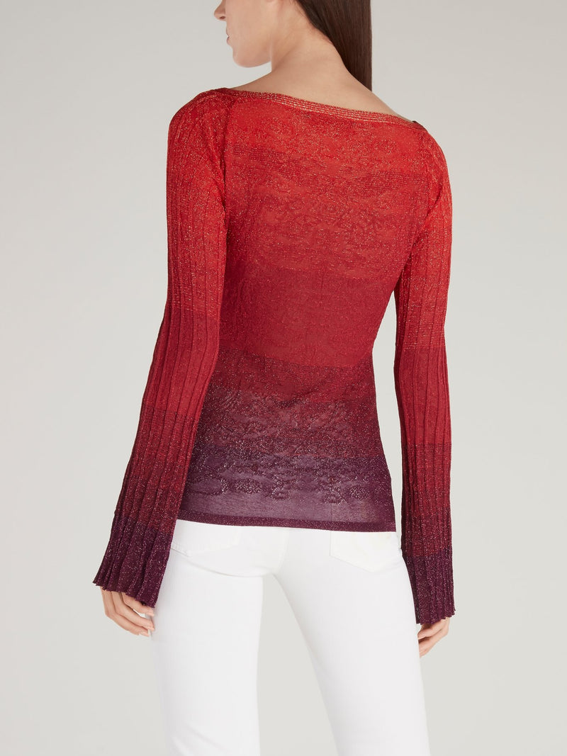 Red Glitter Fabric Sweater