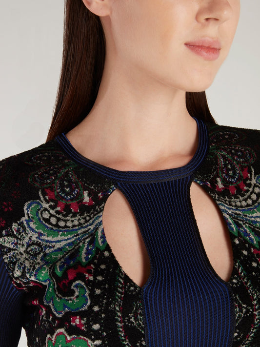 Baroque Print Cut Out Sweater