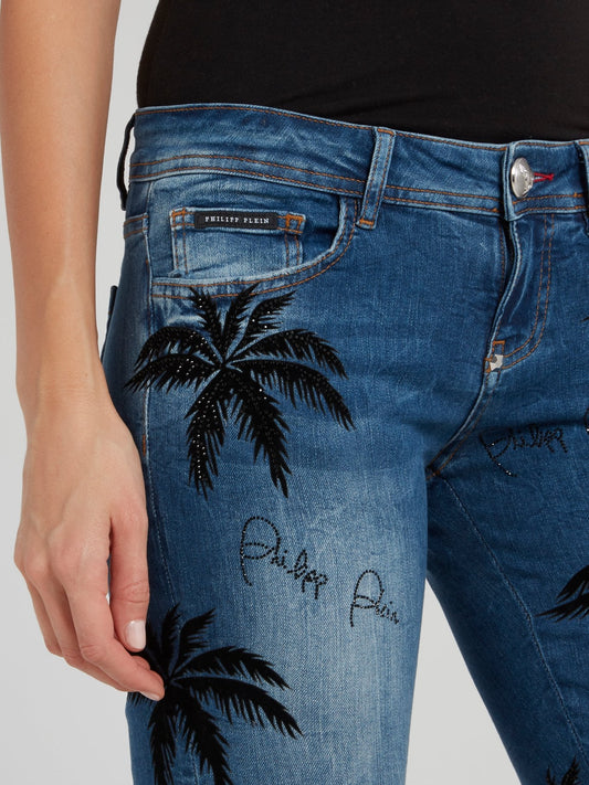 Aloha Plein Embellished Slim Fit Denim Jeans