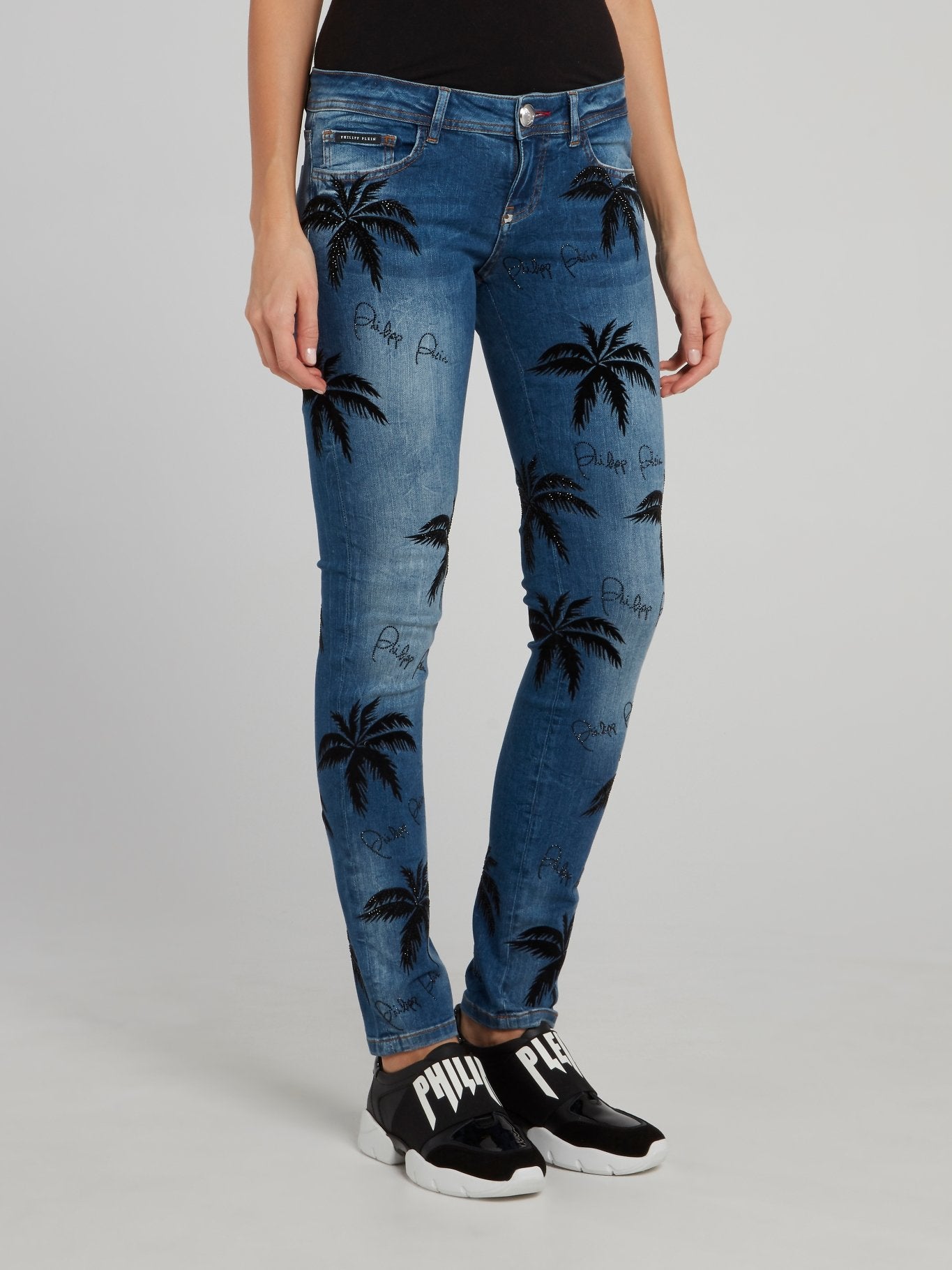 Узкие джинсы с отделкой Aloha Plein