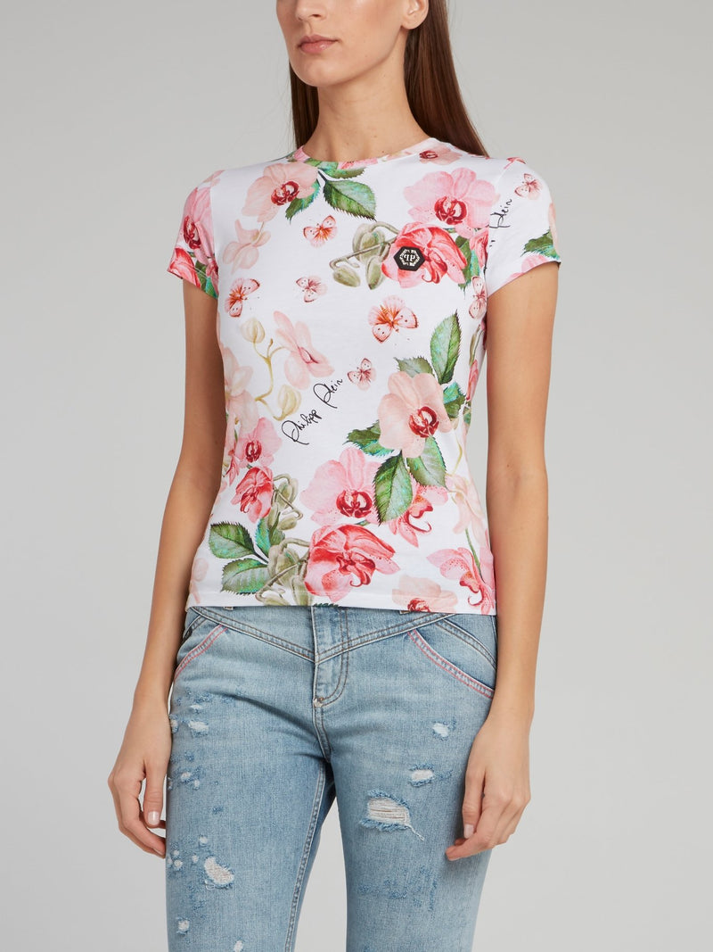 Floral Print Back Studded Fitted Shirt