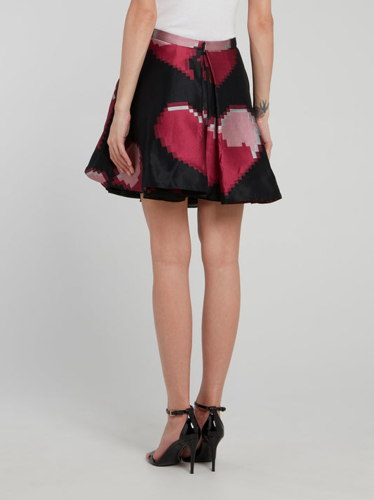 Расклешенная юбка-мини с изображением сердец