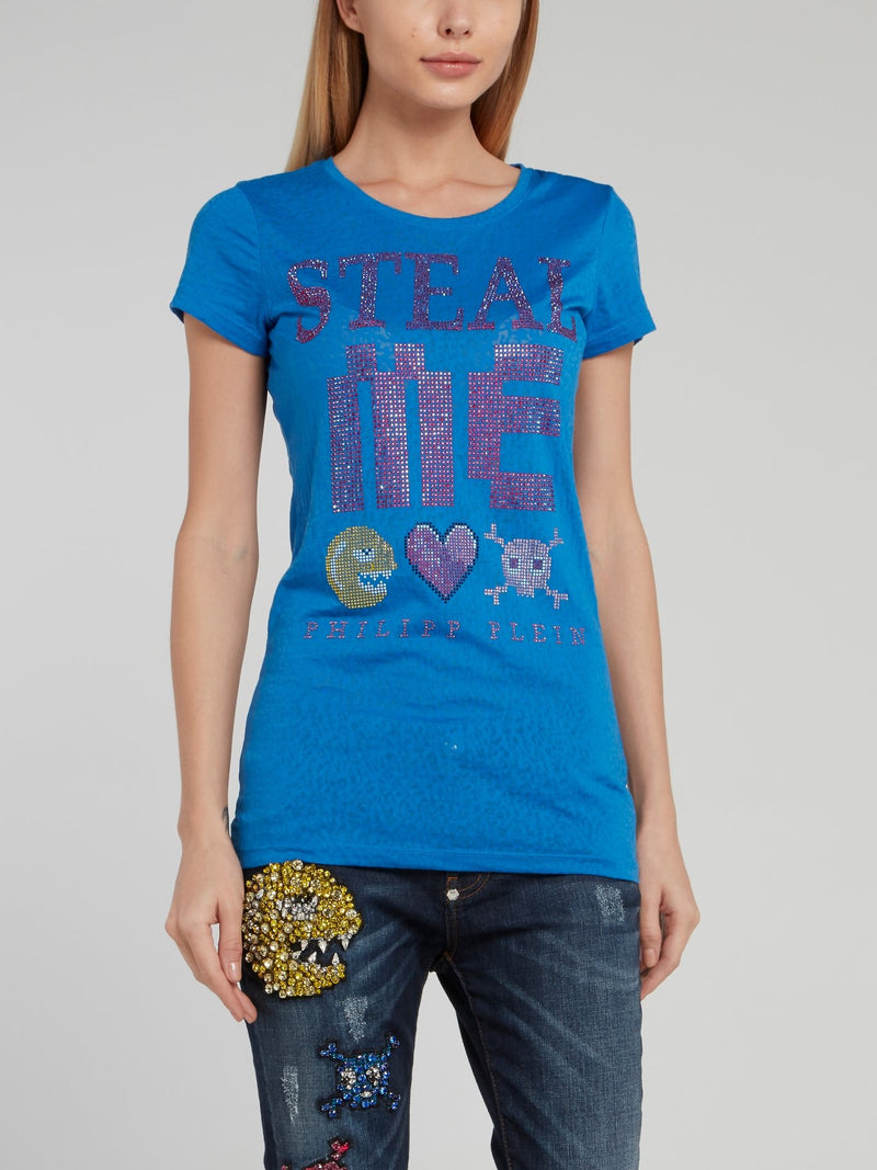 Blue Leopard Studded Statement Shirt