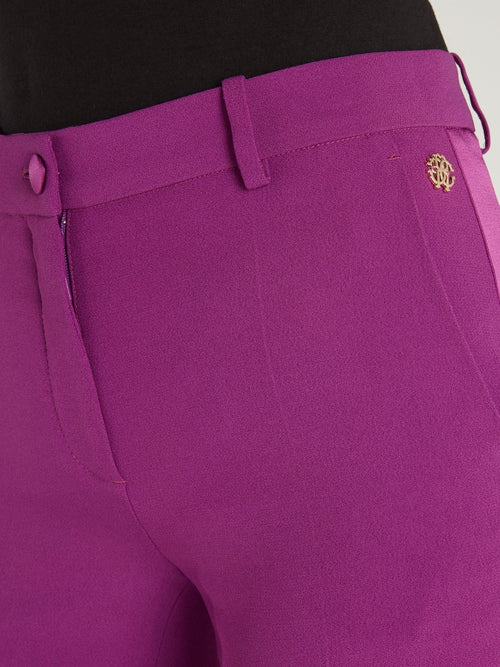 Purple Crepe Flared Pants