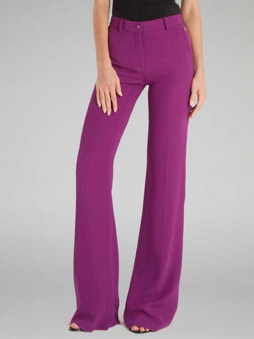 Purple Crepe Flared Pants