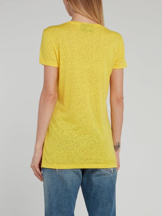 Yellow Leopard Studded Statement Shirt