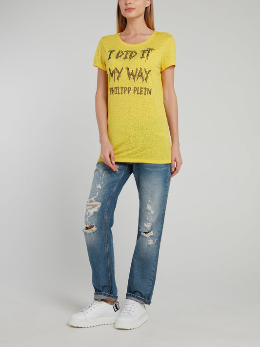 Yellow Leopard Studded Statement Shirt