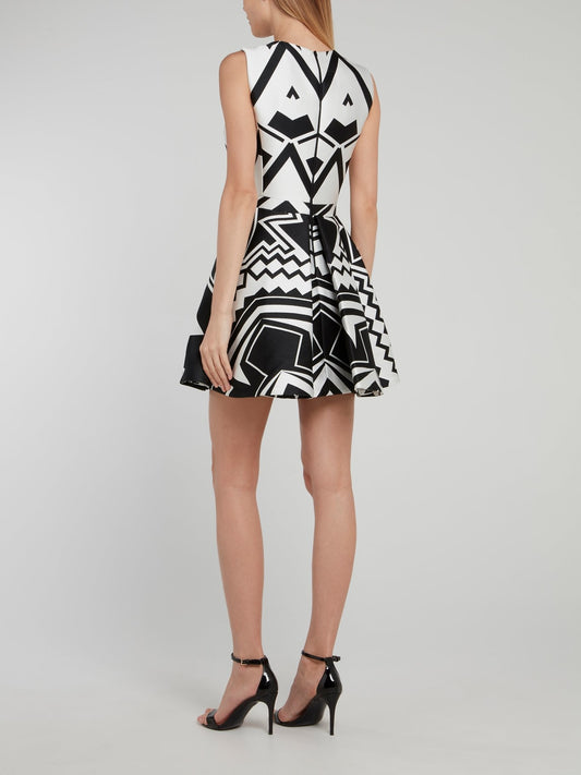 Geometric Pleated Mini Dress