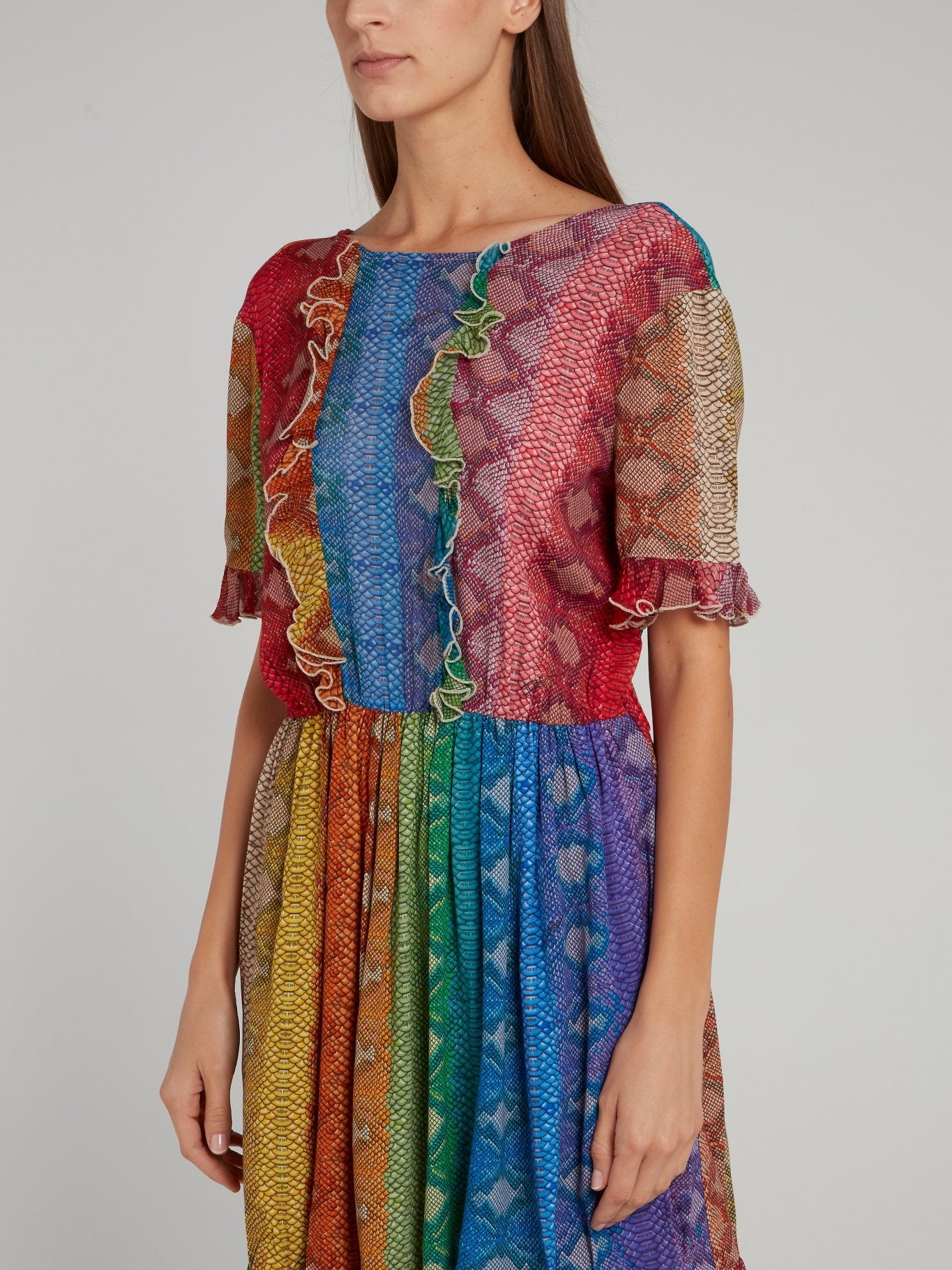 Rainbow Snake Effect Ruffle Mini Dress Maison-B-More Global Store Rainbow Snake Effect Ruffle Mini Dress Maison-B-More Global Store